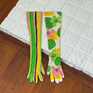 ✿ Hand Painted Vintage Leather Opera Gloves ✿